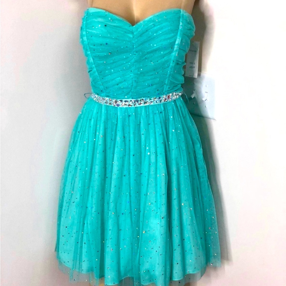 Juno Mint with multi dots tulle jeweled dress